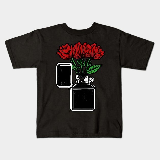 red rose lighter Kids T-Shirt by Saraberlin